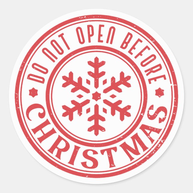 Do not open before Christmas Classic Round Sticker (Front)