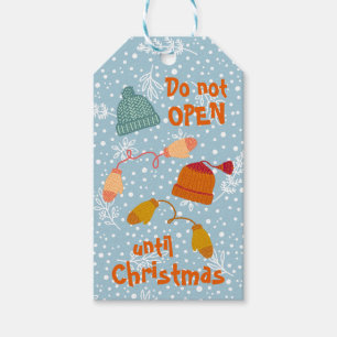 Do Not Open • Knitted Hats and Mittens Winter Gift Tags