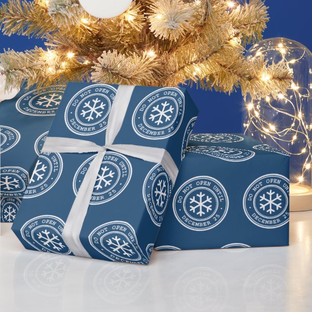 Do Not Open Until Blue Christmas Wrapping Paper (Holidays)