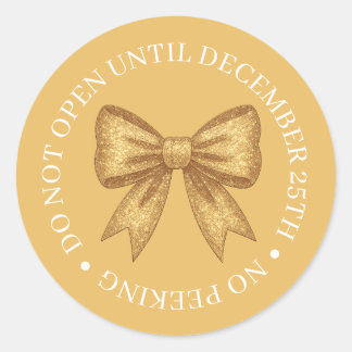 Do Not Open Until Christmas Gold Classic Round Sticker