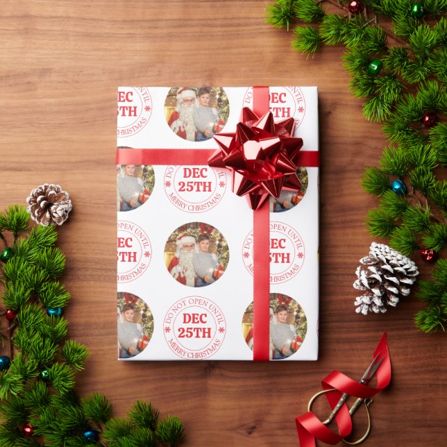 Do Not Open Until December 25th Photo Christmas Wrapping Paper (Holiday Gift)