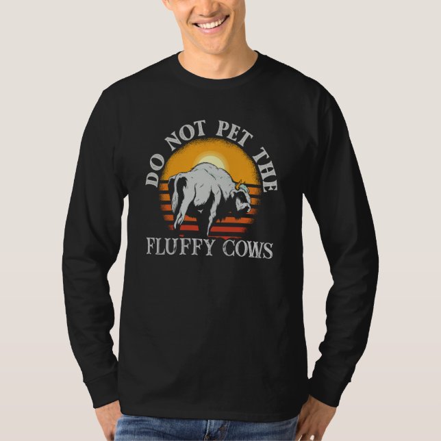 Do Not Pet The Fluffy Cows Men Women Sunset Bison  T-Shirt (Front)