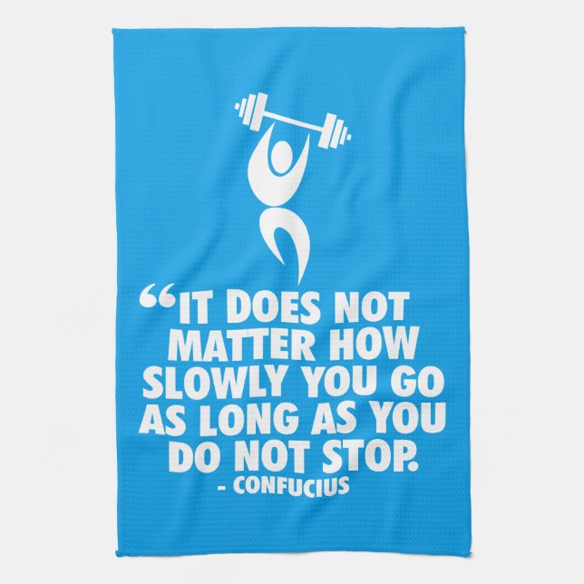DO NOT STOP. "Weight Lifting" Workout Motivational Tea Towel (Vertical)