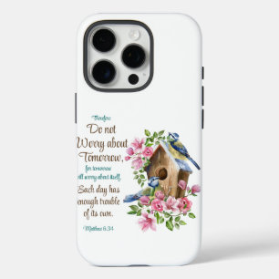 Do not Worry about Tomorrow Christian Floral Birds iPhone 16 Pro Case