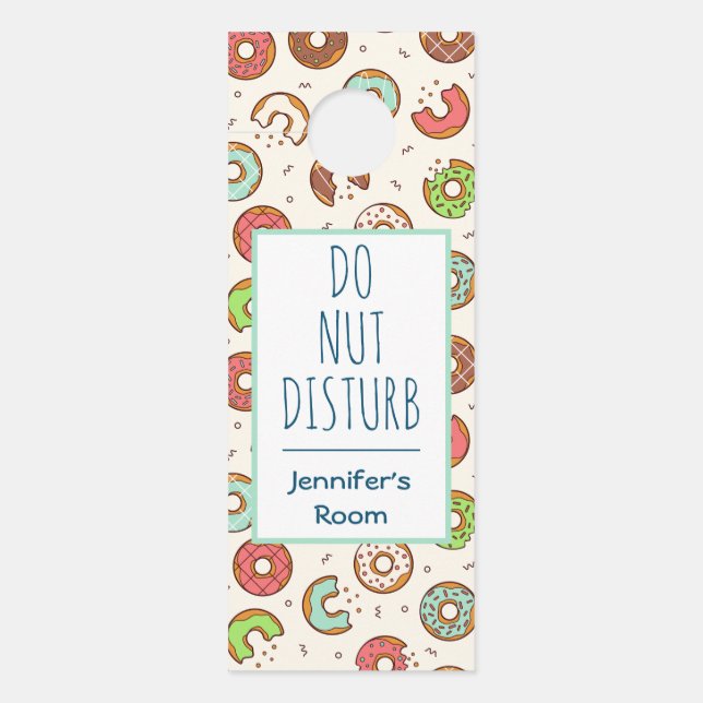 Do Nut Disturb Pun Doughnut Pattern Door Hanger (Front)