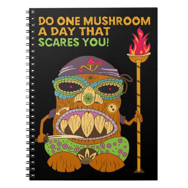 Do One Mushroom a Day, Tiki Chef, Black Notebook (Front)