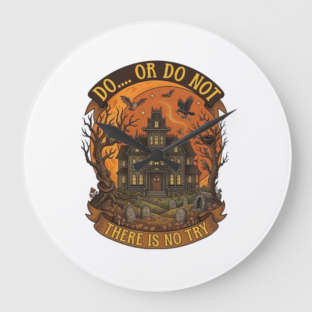 Do Or Do Not There Is No Try Haunted House Hallowe Large Clock (Front)