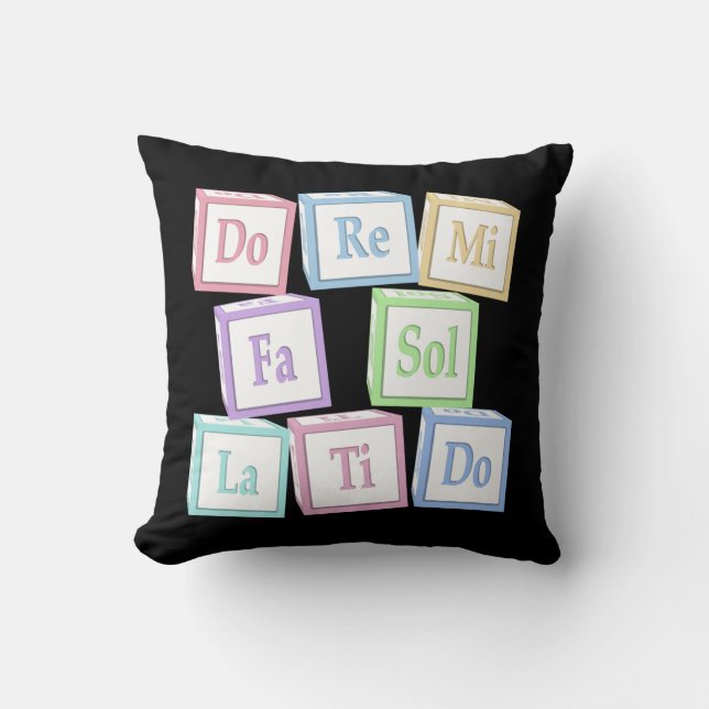 "Do Re Mi" Octave Solfeggio Musical Baby Blocks Cushion (Front)