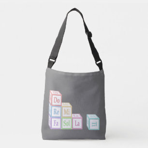 "Do Re Mi" Stacked Musical Baby Blocks Grey Crossbody Bag