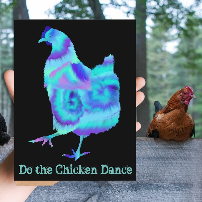 Do the Chicken Dance Funny Colourful Animal Art Postcard (Do the chicken dance quote with cute colorful hen farm animal art greeting postcard)