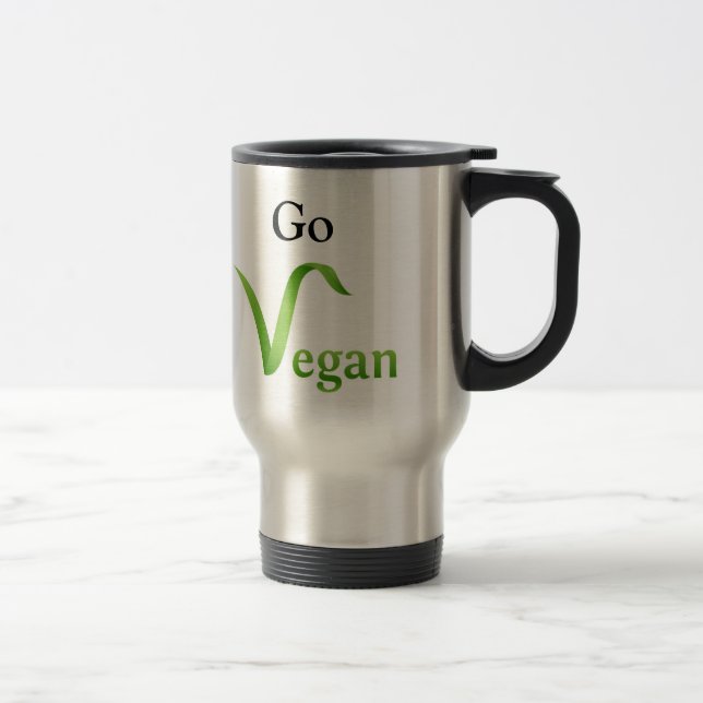 Do the Right Thing! Go Vegan Silver Travel Mug (Right)