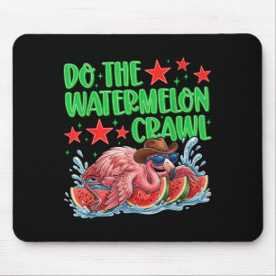 Do The Watermelon Crawl Funny Flamingo Cowboy Mouse Pad