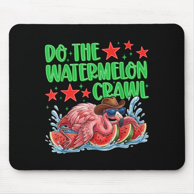 Do The Watermelon Crawl Funny Flamingo Cowboy Mouse Pad (Front)