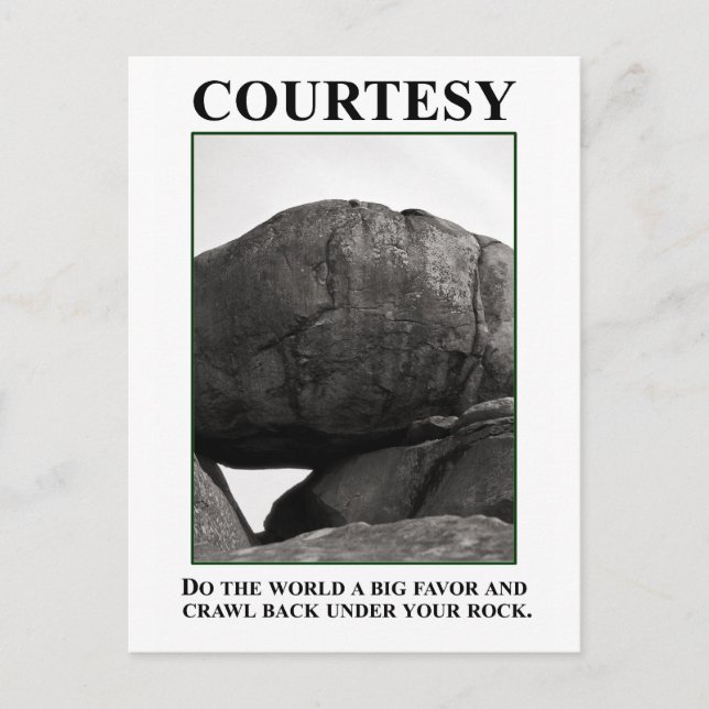 Do the world a favour; get back under your rock postcard (Front)