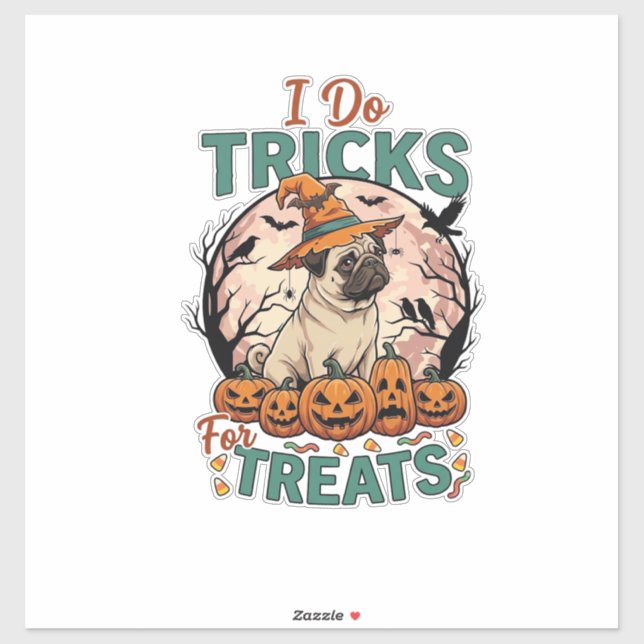 Do Tricks Treats Halloween Pug Witch Hat Pumpkins_ (Sheet)