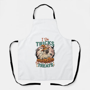 Do Tricks Treats Halloween Pug Witch Hat Pumpkins_ Apron