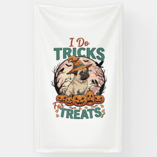 Do Tricks Treats Halloween Pug Witch Hat Pumpkins_ Banner