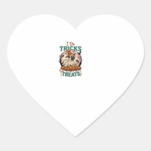 Do Tricks Treats Halloween Pug Witch Hat Pumpkins_ Heart Sticker