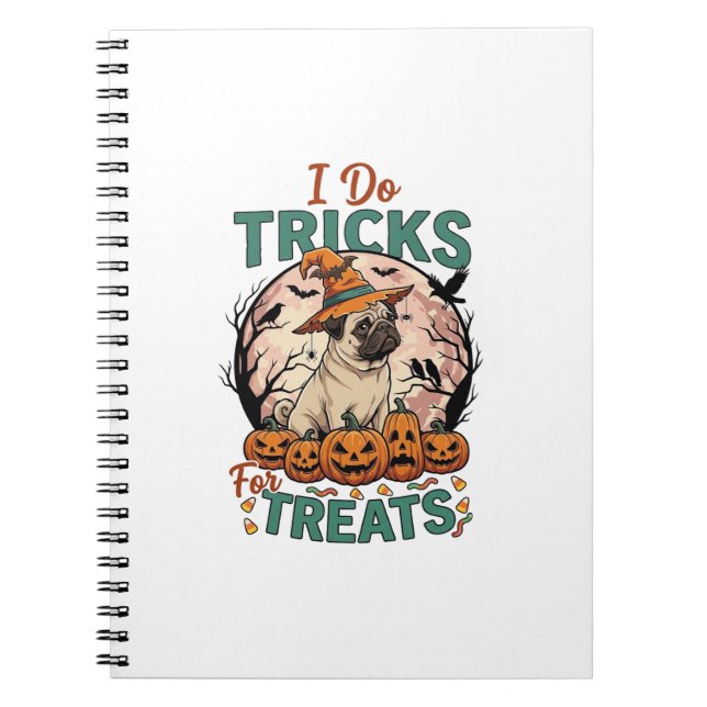 Do Tricks Treats Halloween Pug Witch Hat Pumpkins_ Notebook (Front)