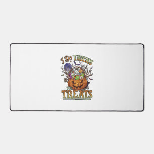 Do Tricks Treats Halloween Pumpkin Basket Candy Sk Desk Mat