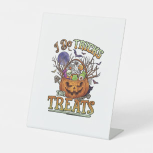Do Tricks Treats Halloween Pumpkin Basket Candy Sk Pedestal Sign