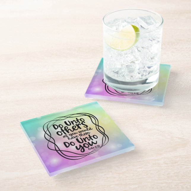 Do Unto Others Glass Coaster (Angled)