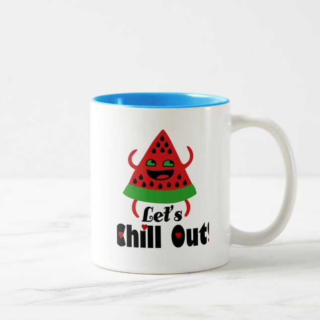 ❤️🍉Do Watermelon Dance & Chill 😋 Two-Tone Coffee Mug (Right)