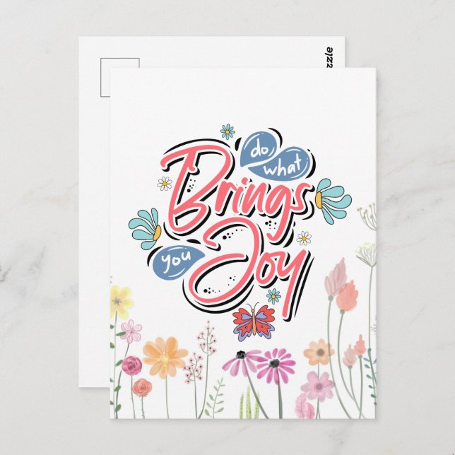 Do what brings you Joy Floral and Butterfly quote Postcard (Front/Back)