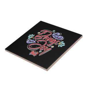 Do what brings you Joy Floral and Butterfly quote Tile