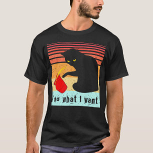 Do What I Want Black Cat Red Cup Funny My Cat T-Shirt