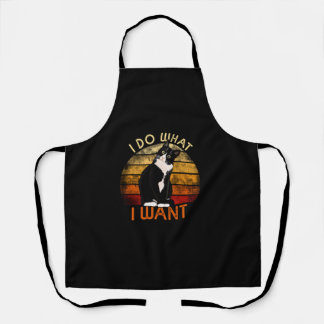 Do What I Want Tuxedo Cat Mum Cute Funny Graphic R Apron