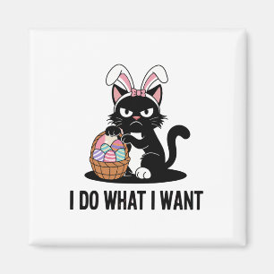 Do What I Want Vintage Black Cat Funny Easter Cat Magnet
