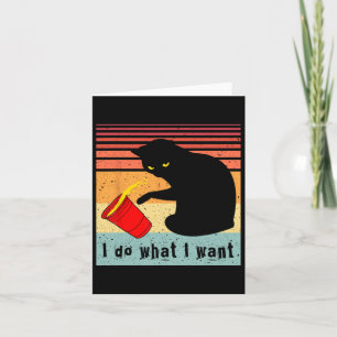 Do What I Want Vintage Black Cat Red Cup Funny My Card