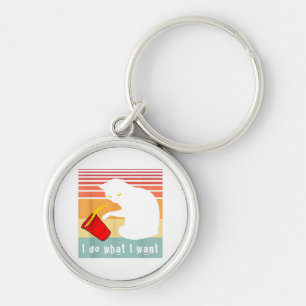 Do What I Want Vintage Black Cat Red Cup Funny My Key Ring