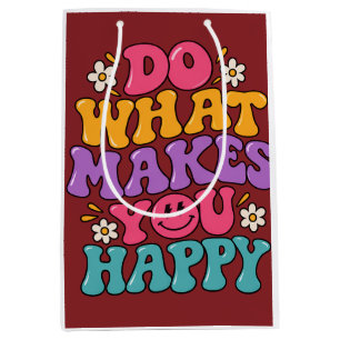 Do What Makes You Happy – Colourful Retro Positive Medium Gift Bag