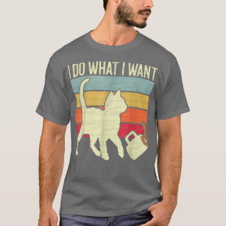Do What Want Cat Spills Coffee Vintage Retro Style T-Shirt
