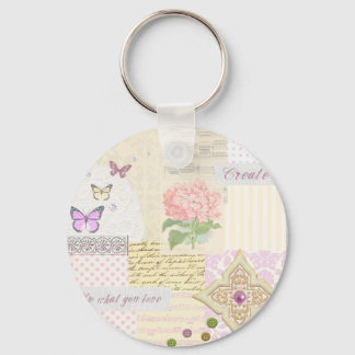 Do what you love - Girly Pink & Cream collage Key Ring