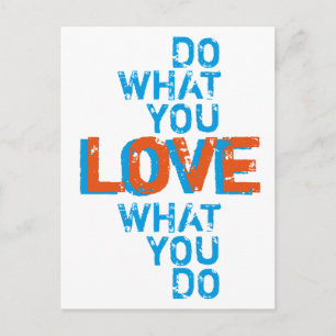 do what you love, inspirational word art print postcard
