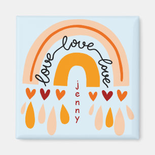 "DO WHAT YOU LOVE" QUOTE BROWN RETRO BOHO RAINBOW MAGNET