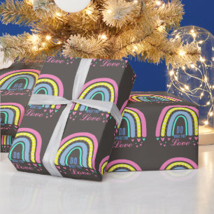 "DO WHAT YOU LOVE" QUOTE BROWN RETRO BOHO RAINBOW WRAPPING PAPER