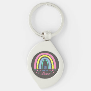 "DO WHAT YOU LOVE" QUOTE RETRO BOHO RAINBOW METAL KEY RING