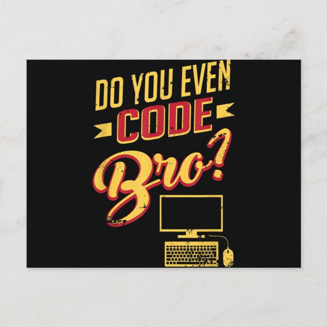 Do You Even Code Bro Funny Software Engineer Postcard (Front)