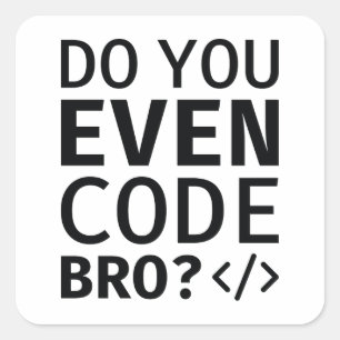 Do You Even Code Bro Square Sticker