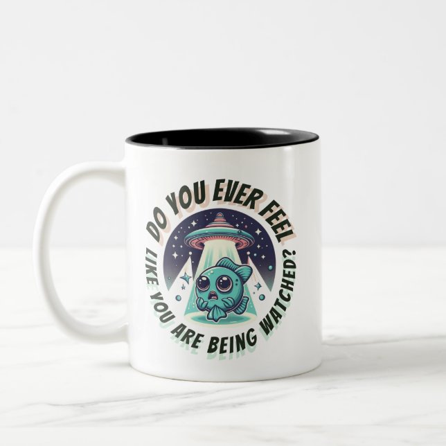 Do you feel watched? Fish Two-Tone Coffee Mug (Left)