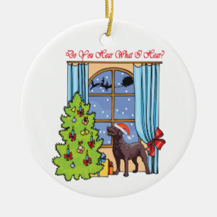 Do You Hear Chocolate Lab Ceramic Tree Decoration