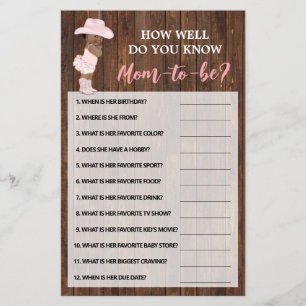 Do You Know Mum AA Cowgirl Shower Game Card