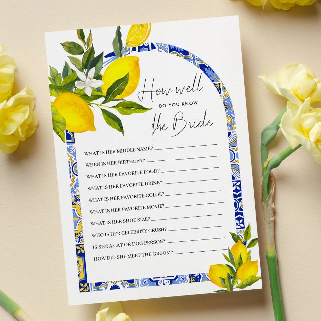 Do You Know The Bride Lemon Bridal Shower Game Invitation (Creator Uploaded)