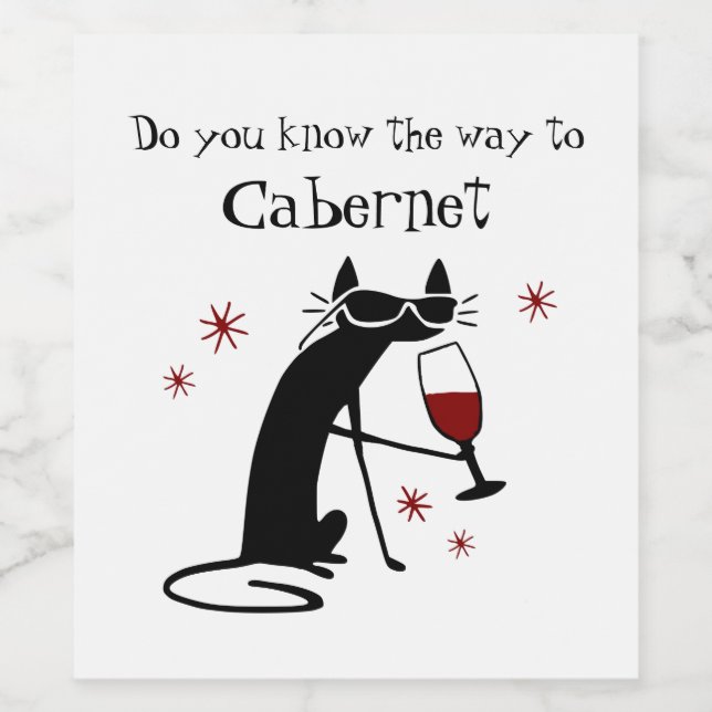 Do You Know the Way to Cabernet? Wine Pun Wine Label (Single Label)