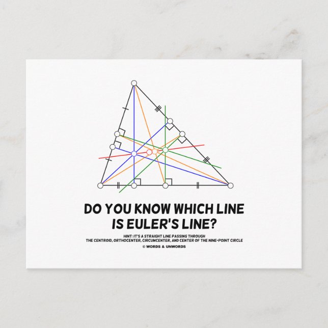 Do You Know Which Line Is Euler's Line? (Geometry) Postcard (Front)