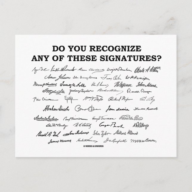 Do You Recognise Any Of These Signatures? Postcard (Front)